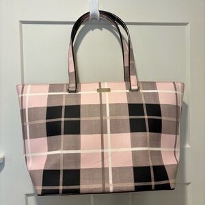 Kate Spade Pink and Black plaid Tote